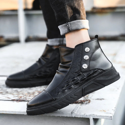 Men’s Supportive Leather-Look Boots