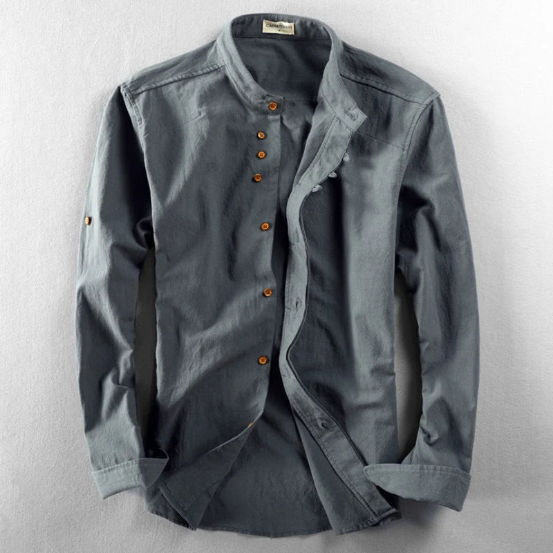 Men’s Japanese-Inspired Linen Blend Casual Shirt