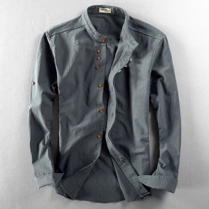 Men’s Japanese-Inspired Linen Blend Casual Shirt