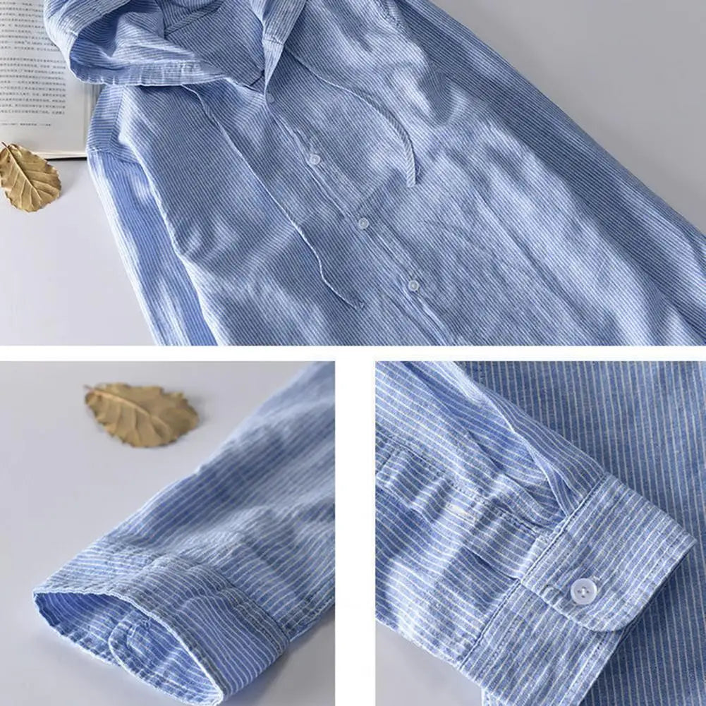 Women’s Striped Hooded Button-Up Shirt
