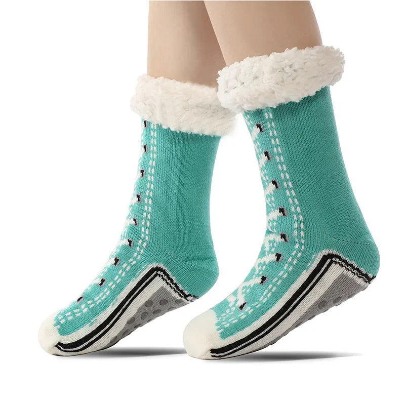 Women's Ultra-Thick Non-Slip Faux-Shoe Warm Home Socks