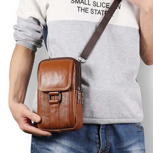 Grained Leather-Look Crossbody Bag