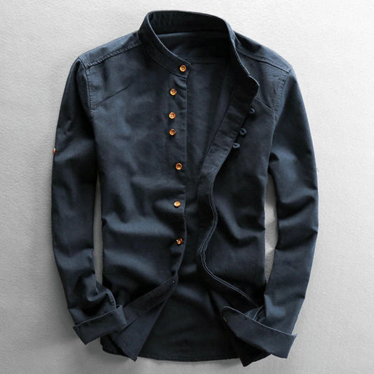Men’s Japanese-Inspired Linen Blend Casual Shirt