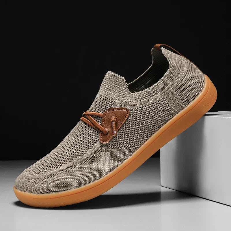 Men’s Knit Leather-Look Trainer