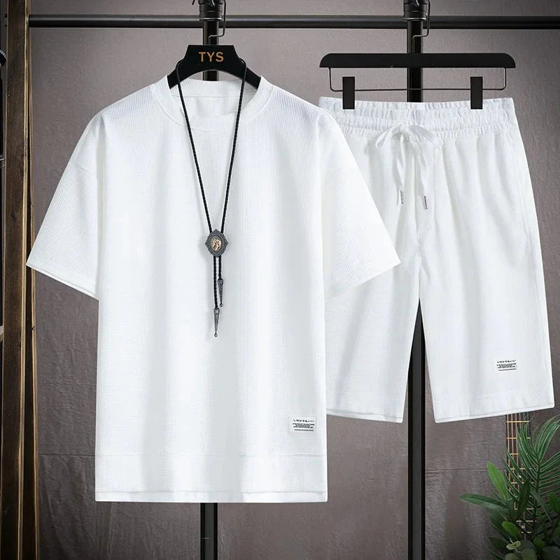 Men’s Textured T-Shirt and Shorts Set