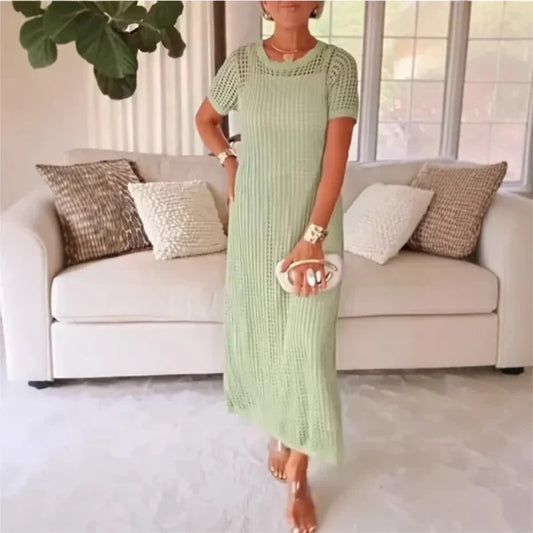 Women’s Slip Dress and Crochet Lace Overlay Set