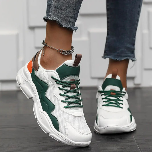 Women’s Retro Mesh Leather Cushion Runner Trainers