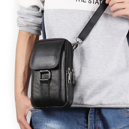 Grained Leather-Look Crossbody Bag
