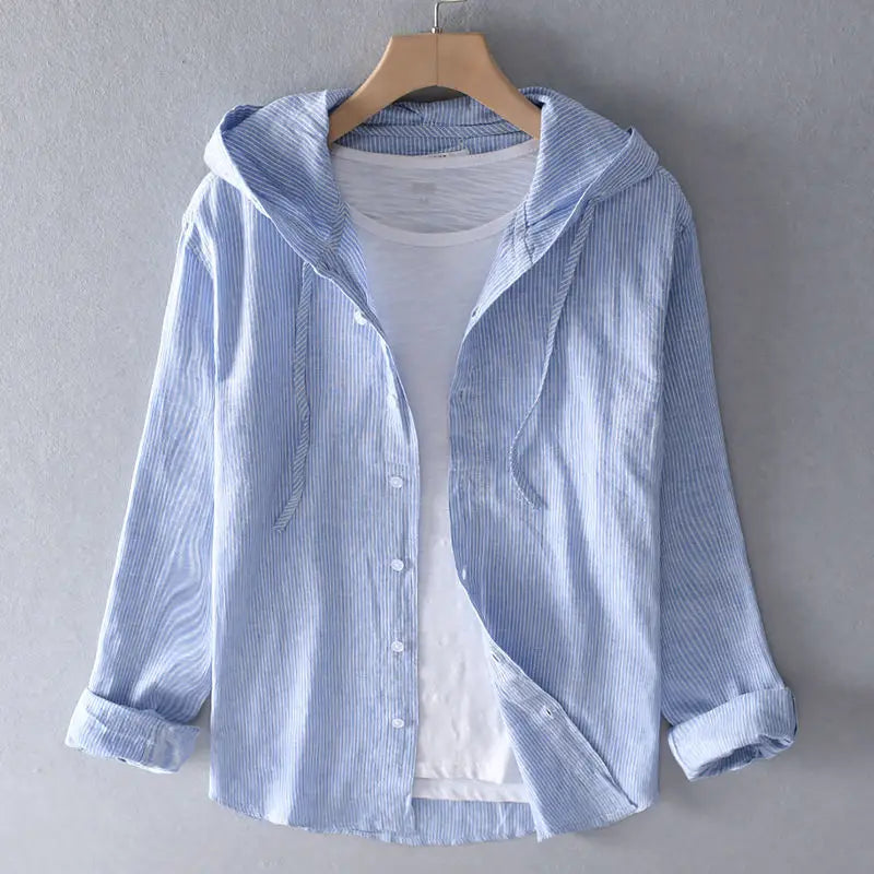 Women’s Striped Hooded Button-Up Shirt