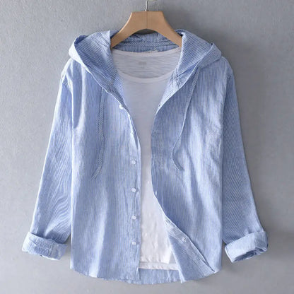 Women’s Striped Hooded Button-Up Shirt