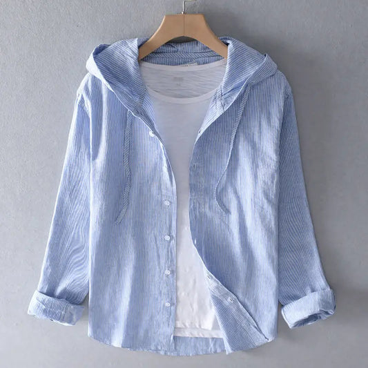 Women’s Striped Hooded Button-Up Shirt