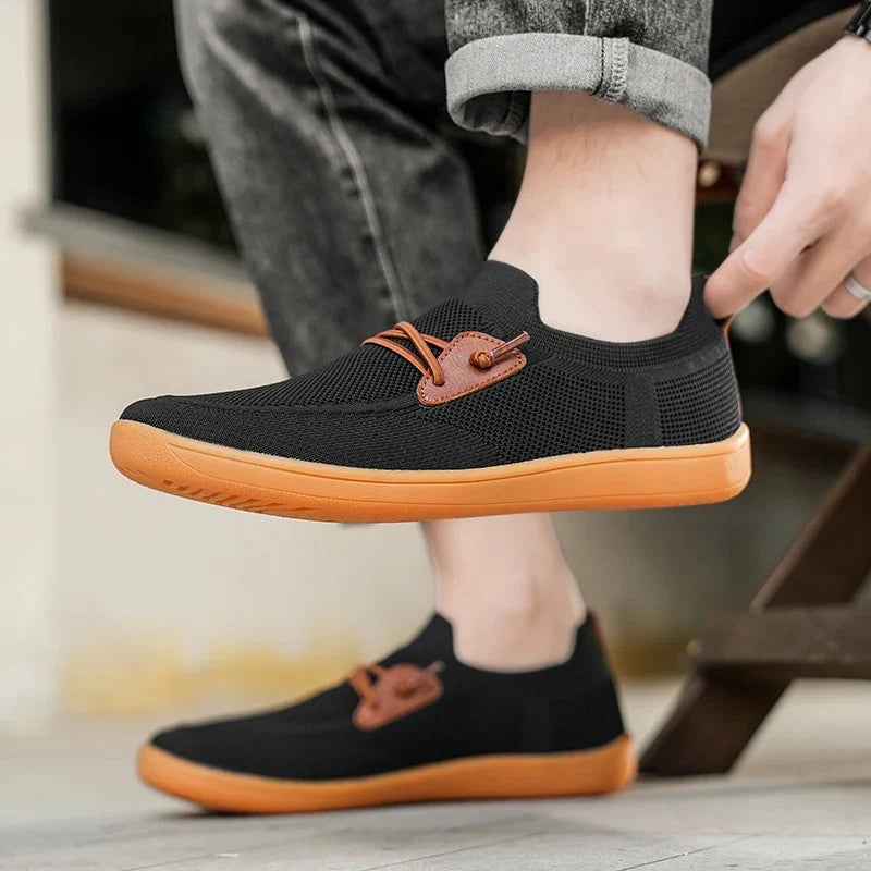 Men’s Knit Leather-Look Trainer