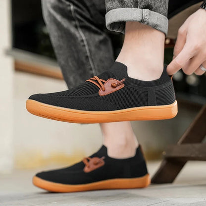 Men’s Knit Leather-Look Trainer
