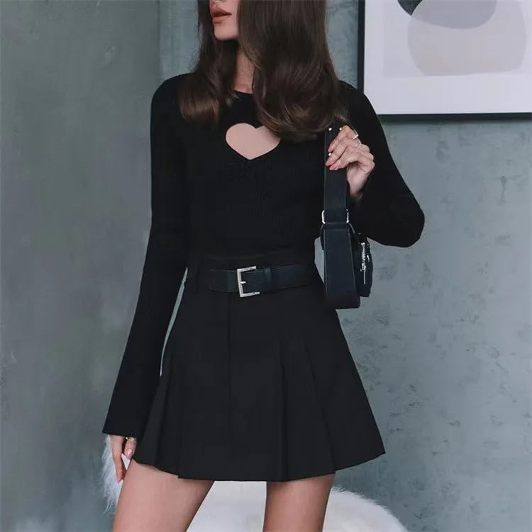 Women’s Heart-Cutout Ribbed Knit Top