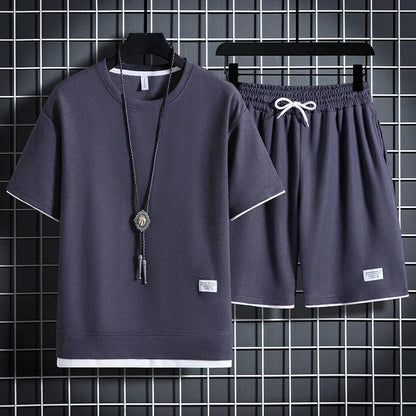 Men’s Textured T-Shirt and Shorts Set