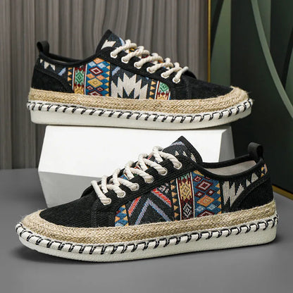 Men’s Patterned Canvas Espadrille-Style Casual Trainers