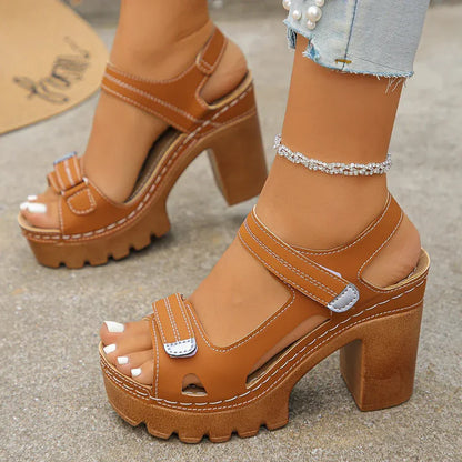 Women's Adjustable Platform Block Heel Sandals