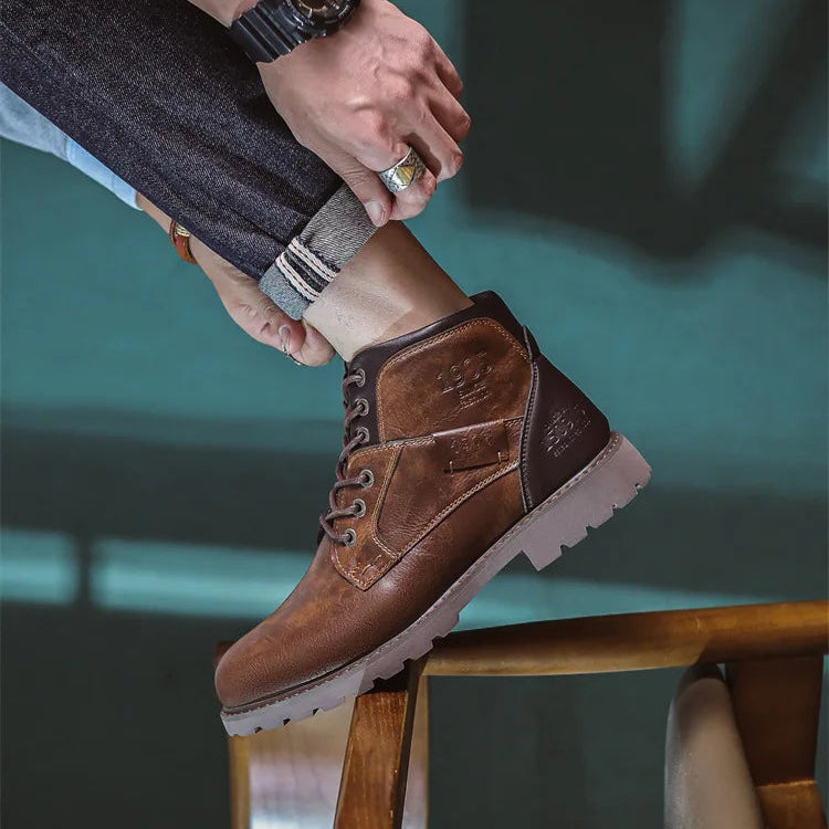 Men’s High-Quality Leather-Look Boots