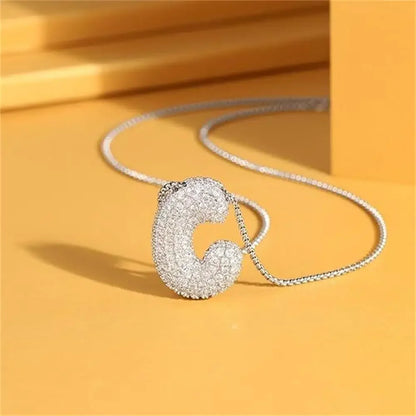 Waterproof 18K Gold Plated Bubble Initial Necklace