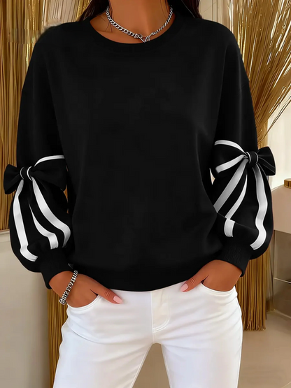 Women’s Colour-Blocked Crew Neck Bow Detail Sweatshirt