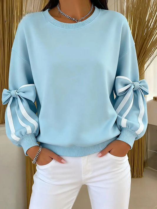 Women’s Colour-Blocked Crew Neck Bow Detail Sweatshirt
