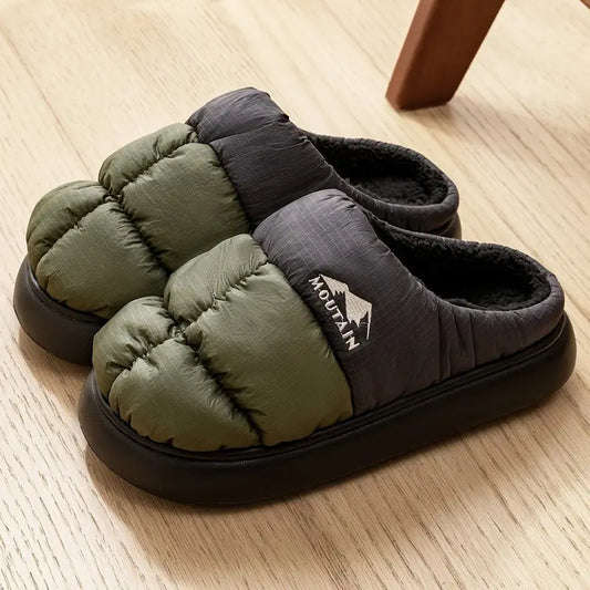 Unisex Vintage Cotton Patchwork Slippers – Soft, Slip-On House Shoes for Fall/Winter