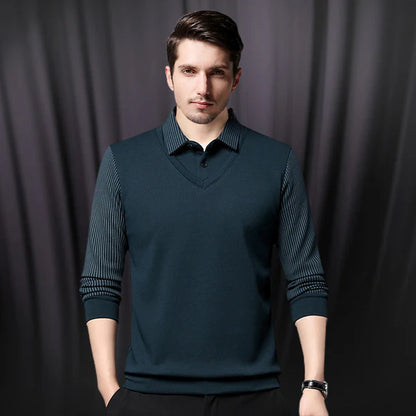 Men's Two-Piece Cuffed Knitted Shirt