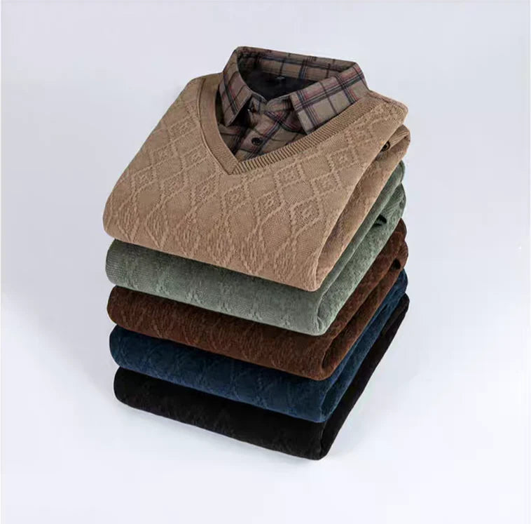 Men’s Vintage Lattice Knit Layered Ensemble