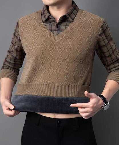 Men’s Vintage Lattice Knit Layered Ensemble