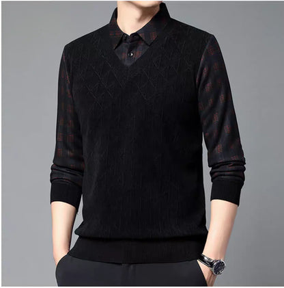 Men’s Vintage Lattice Knit Layered Ensemble