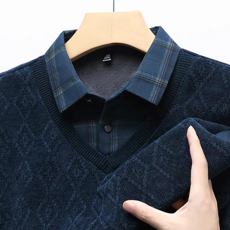 Men’s Vintage Lattice Knit Layered Ensemble