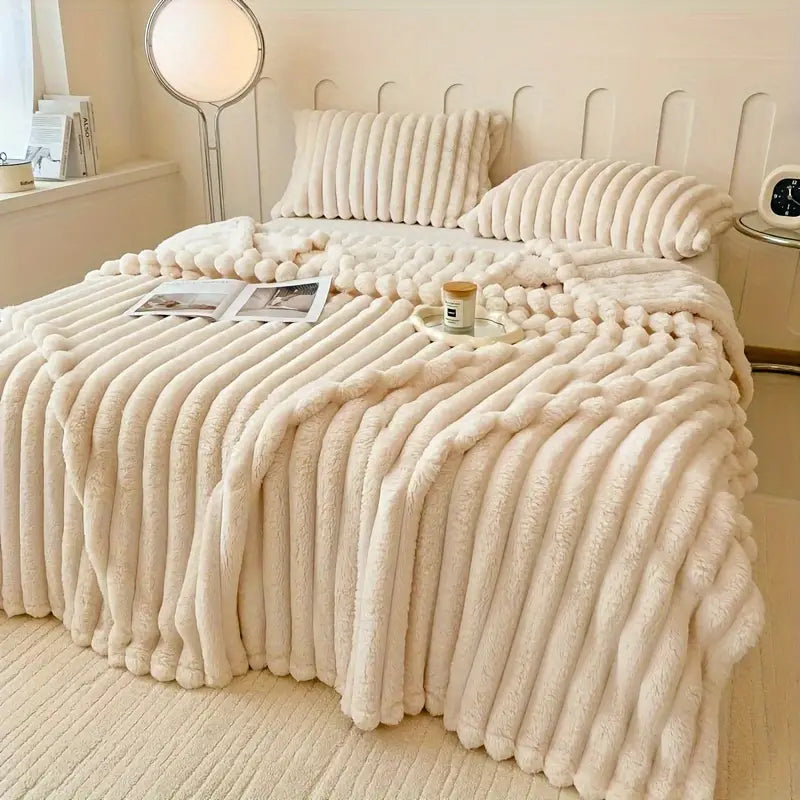 Luxurious Faux Rabbit Fur Throw Blanket - Soft, Warm & Cozy for All Seasons