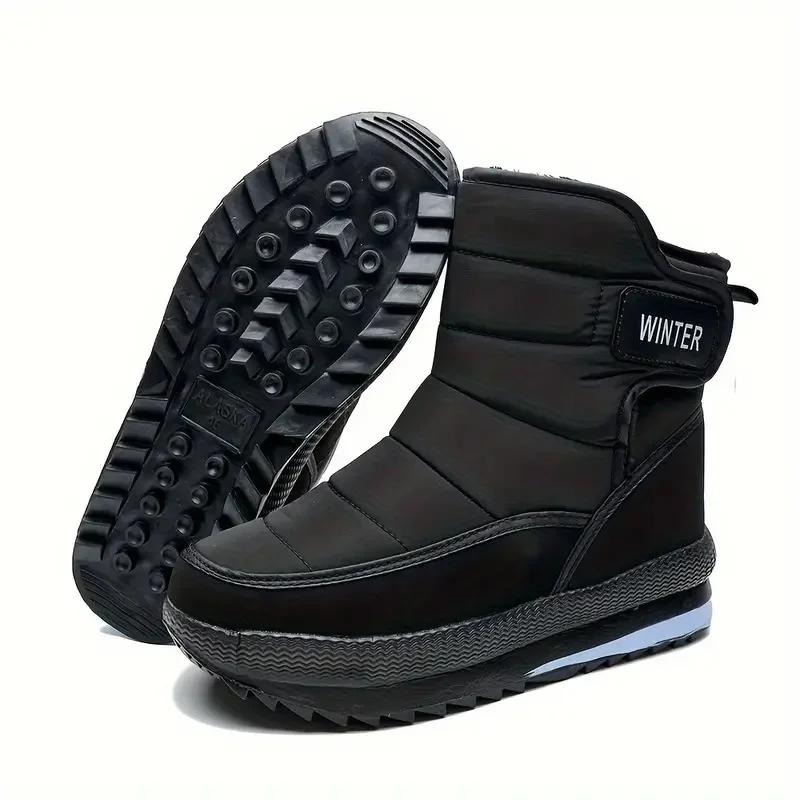 Men's Thick Warm Support Wide Toe Snow Boots Non-slip Waterproof Anti-skid Fur Lined Winter Boots
