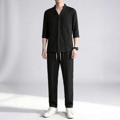 Men’s Relaxed Fit 3/4 Sleeve Shirt and Trousers Set