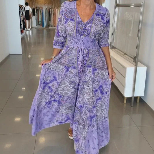 Women's Paisley Tie-Waist Maxi Dress