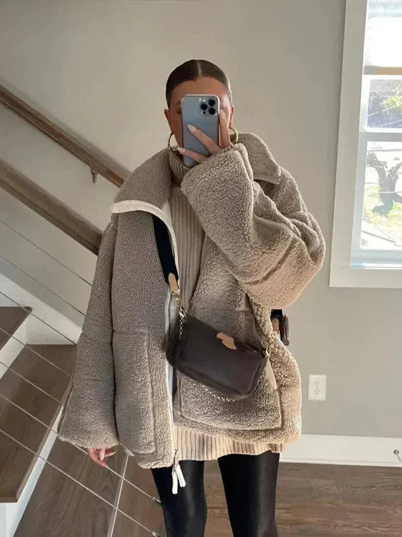 Oversized Fleece Zip-Up Jacket