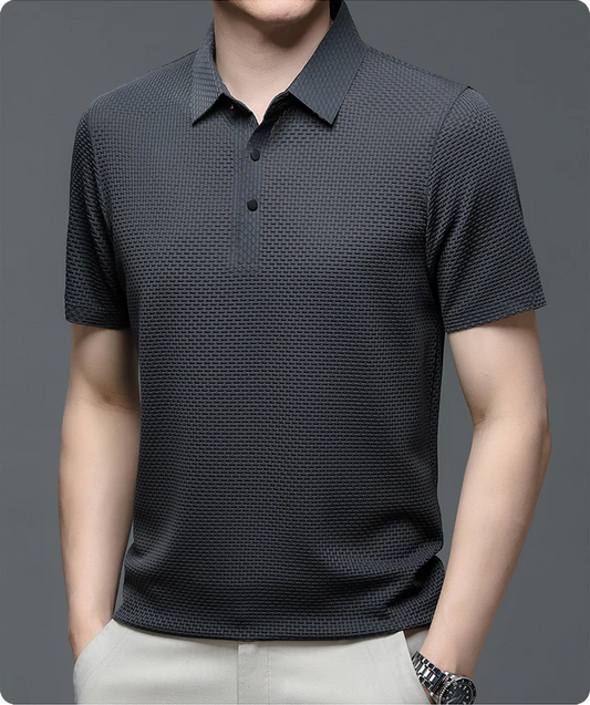 Men’s Breathable Mesh Detail Short Sleeve Polo Shirt