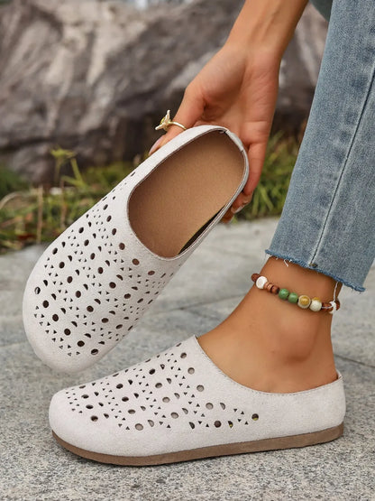 Women's Perforated Wide-Fit Slip-On Mules