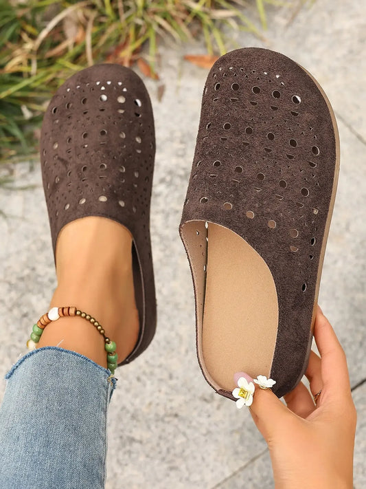 Women's Perforated Wide-Fit Slip-On Mules