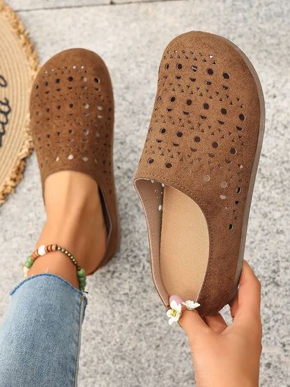 Women's Perforated Wide-Fit Slip-On Mules