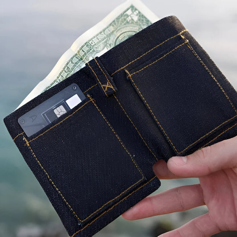 Denim Inspired Mini Folding Wallet