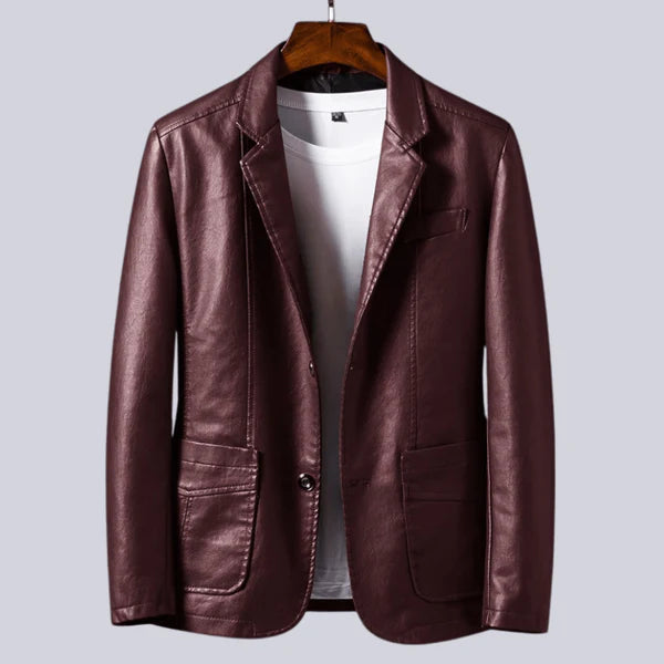 Men’s Lightweight Leather-Look Jacket with Cotton Lining