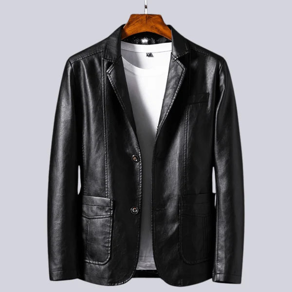 Men’s Lightweight Leather-Look Jacket with Cotton Lining