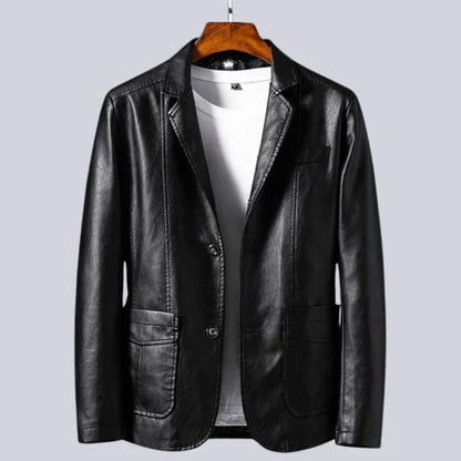 Men’s Lightweight Leather-Look Jacket with Cotton Lining