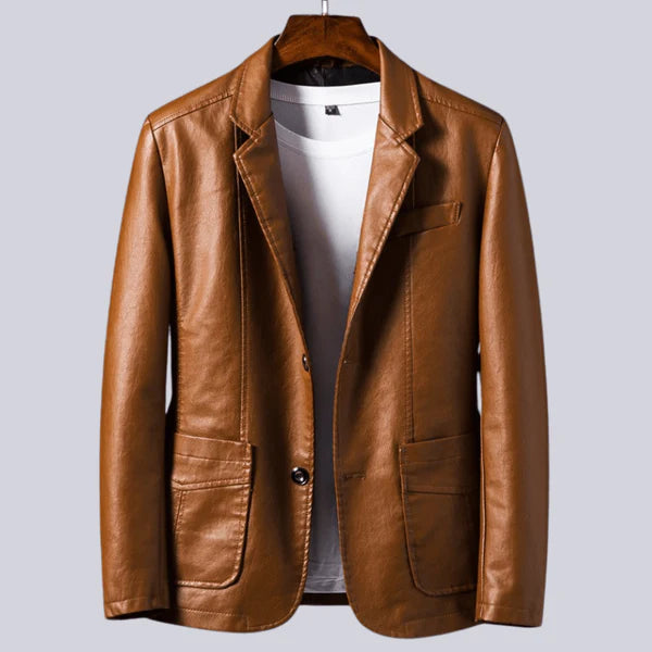 Men’s Lightweight Leather-Look Jacket with Cotton Lining