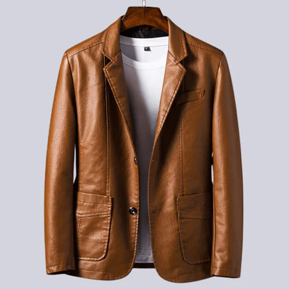 Men’s Lightweight Leather-Look Jacket with Cotton Lining