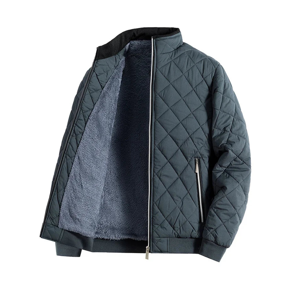 Men’s Quilted Fleece-Lined Stand-Collar Jacket