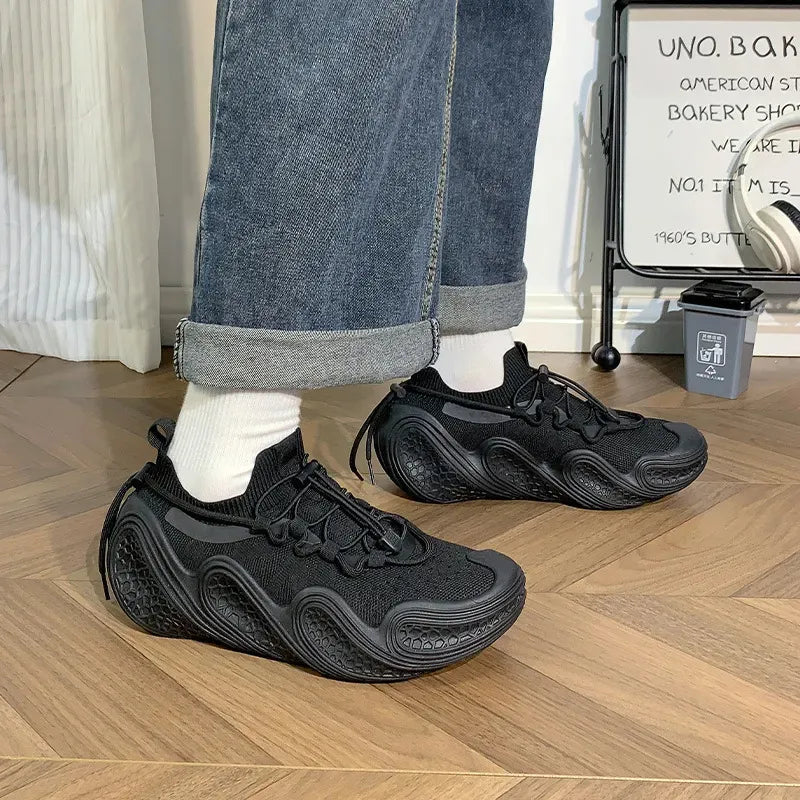 Men's Knit Lace Up Casual Trainers
