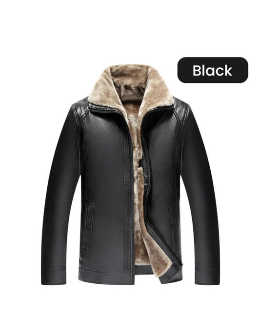 Men's Quilted Faux Leather-Look Jacket