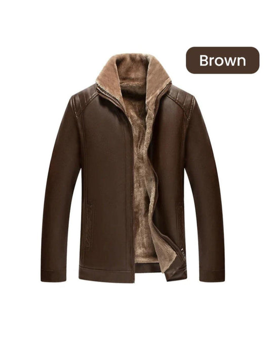 Men's Quilted Faux Leather-Look Jacket